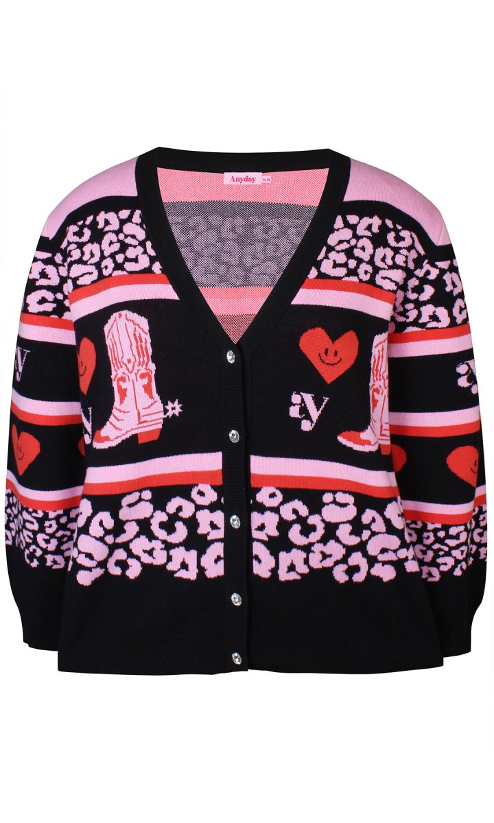 Anyday Curves Cardigan - Tulle 120 Cardigan Sort - 38/40 (XS) - Diversita -