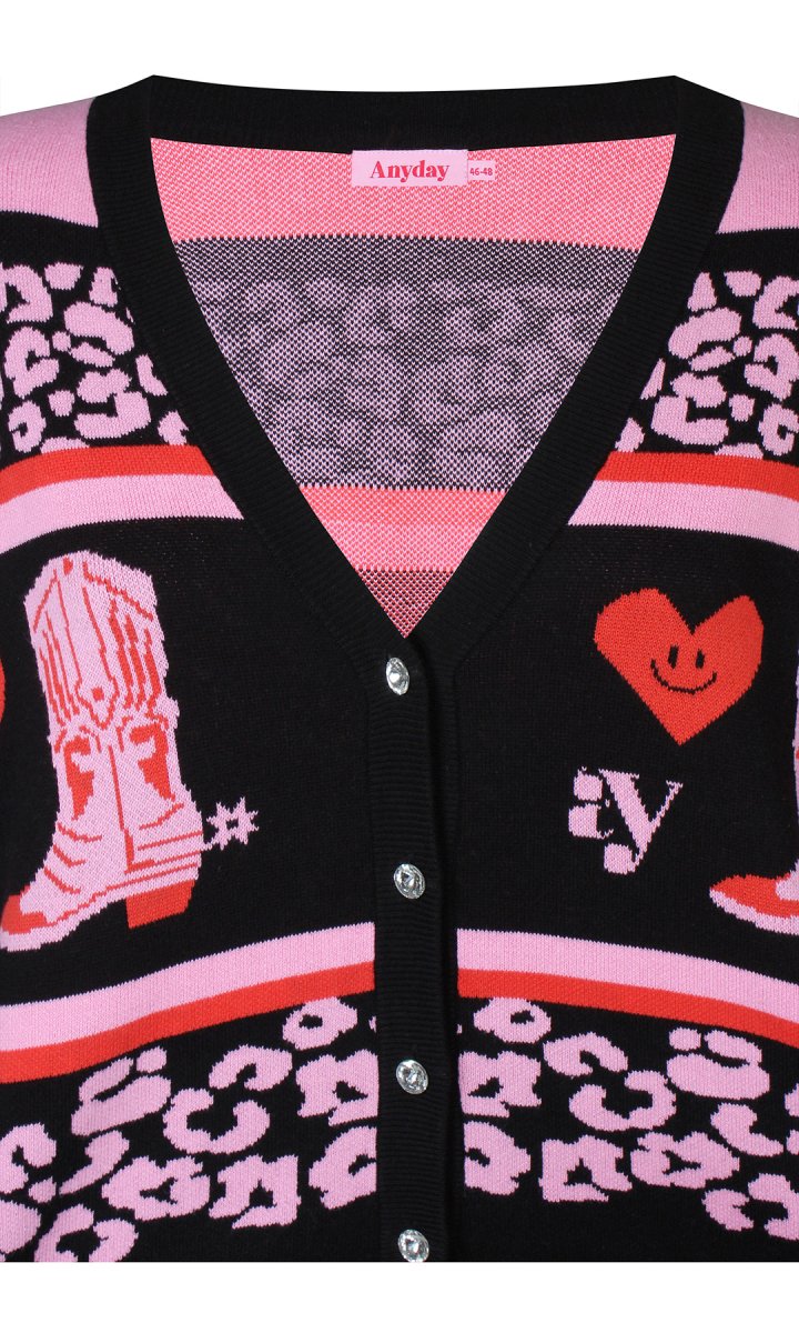 Anyday Curves Cardigan - Tulle 120 Cardigan Sort - 38/40 (XS) - Diversita -