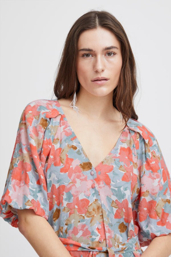 Ichi Kjole - Ihsanura Dress Multi Flower Aop "NYHED" - 34 - - Diversita -