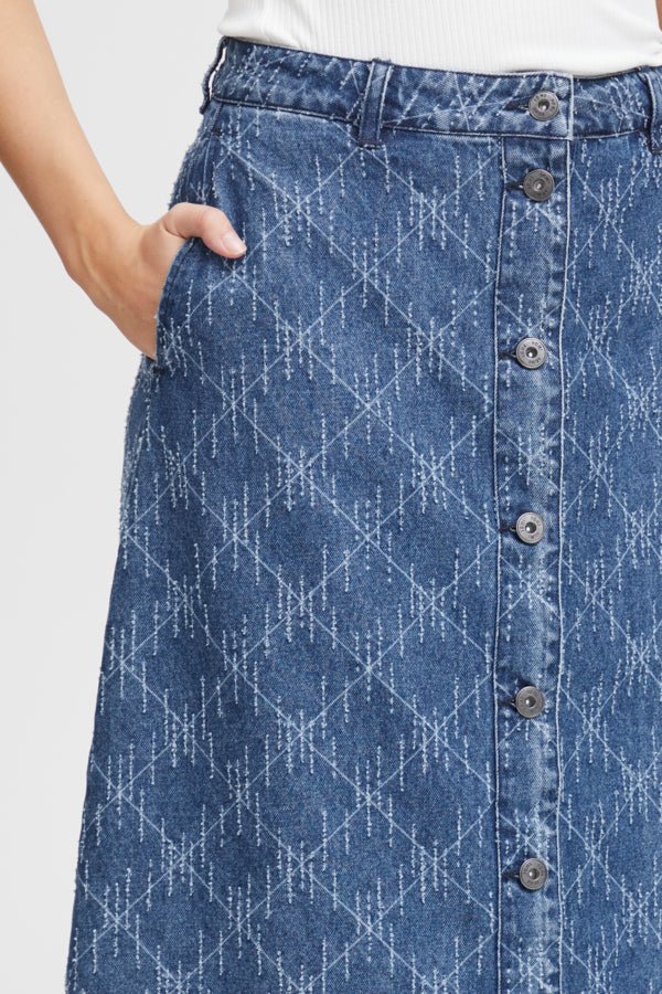 Ichi Nederdel - Ihaski Skirt Medium Blue - 34 - - Diversita -