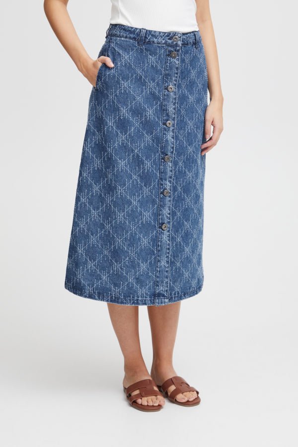 Ichi Nederdel - Ihaski Skirt Medium Blue - 34 - - Diversita -