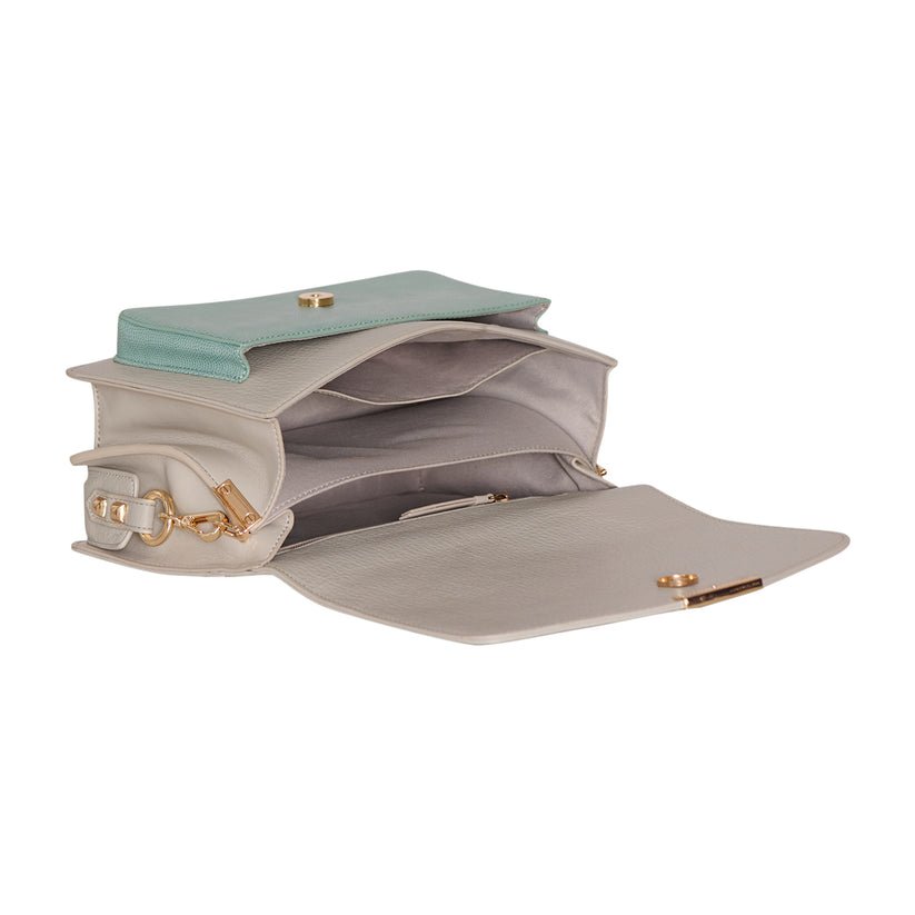 Noella Håndtaske - Blanca Multi Compartment Bag Mint Lizard / Grey - Højde: 18 cm Bredde: 26 cm Dybde: 10 cm - Diversita -