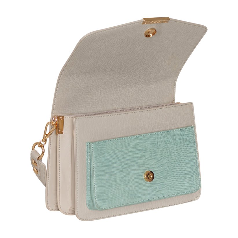 Noella Håndtaske - Blanca Multi Compartment Bag Mint Lizard / Grey - Højde: 18 cm Bredde: 26 cm Dybde: 10 cm - Diversita -