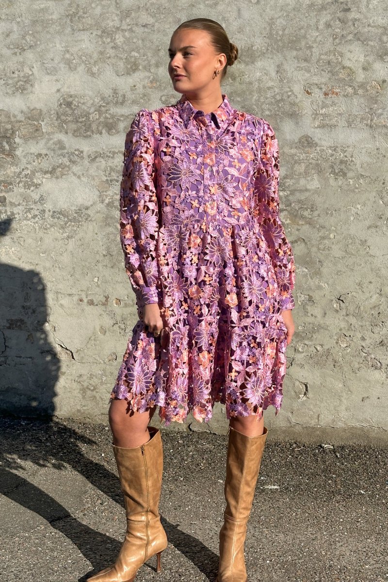 Noella Kjole - Noella Star LS Dress Lilac Mix - XS - Diversita -