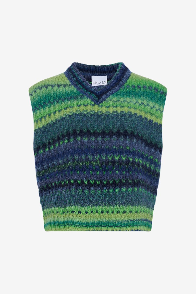 Noella Vest - Gio Knit Vest Green Mix - XS/S - Diversita -