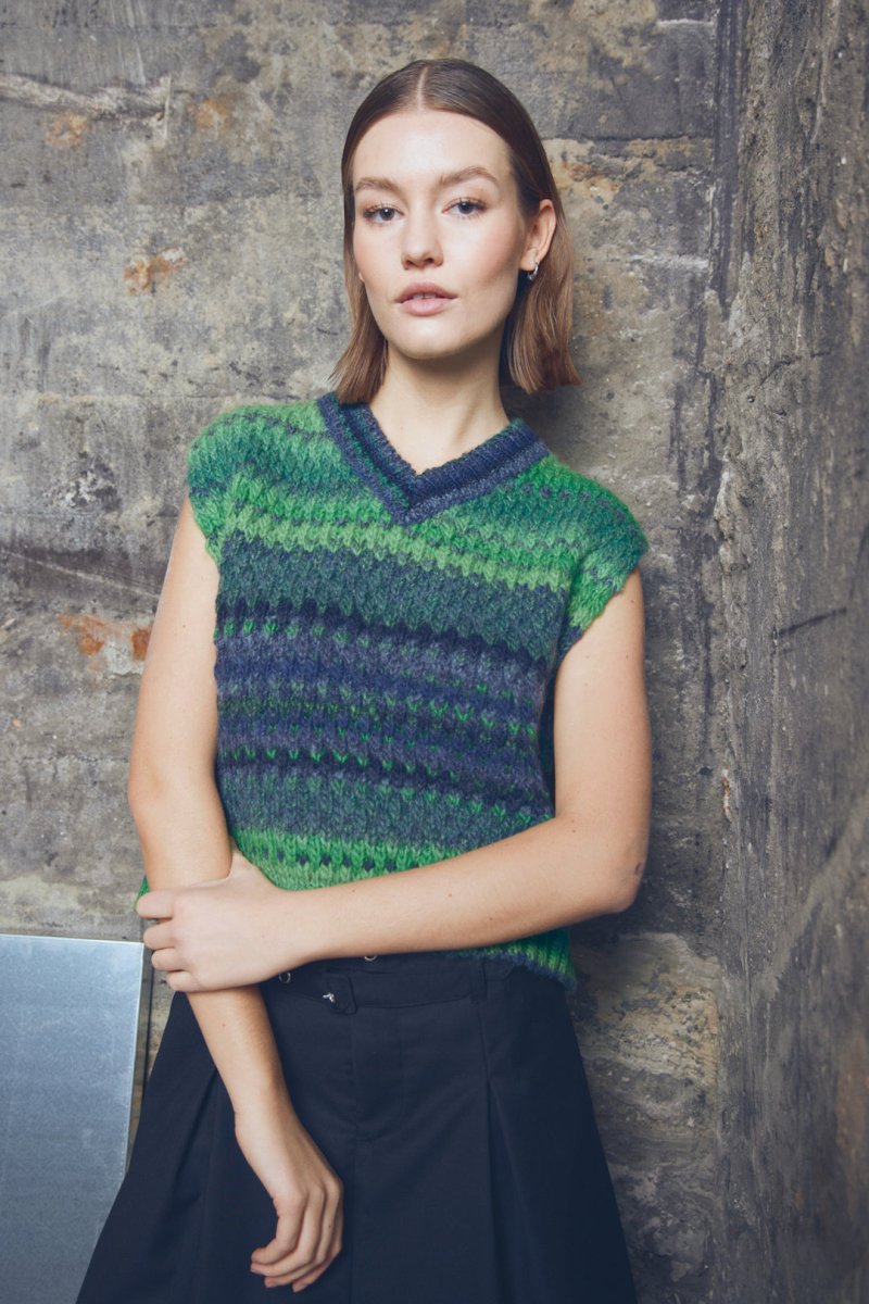 Noella Vest - Gio Knit Vest Green Mix - XS/S - Diversita -