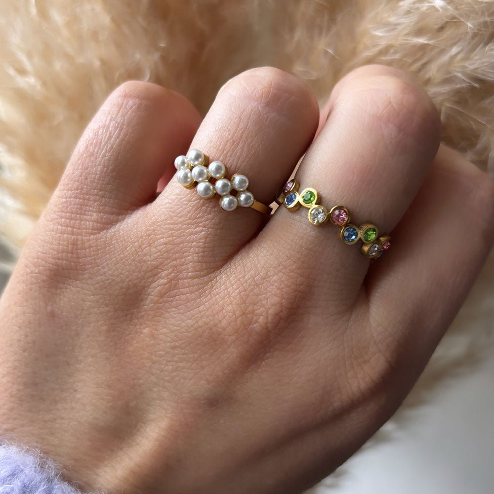 Wolff Jewelry Denmark Fingerring - Colorful Ring - 18 karat guldbelagt - Justerbar - Diversita -