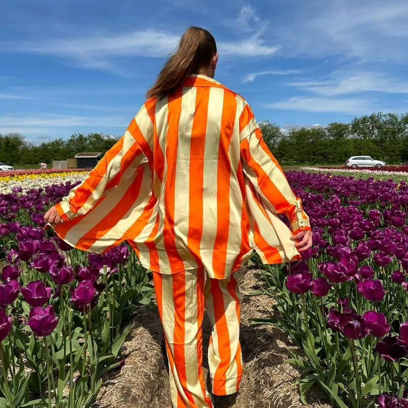 Felina Pants Orange Gold Stripe