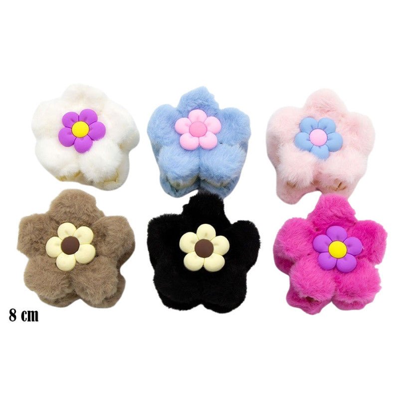 Diversita Hårklemme - Hårklemme Fluffy Blomst - 8 cm - Diversita - 