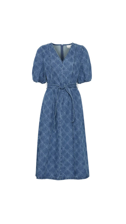 Ichi Kjole - Ihaski Dress Medium Blue - 34 - - Diversita -