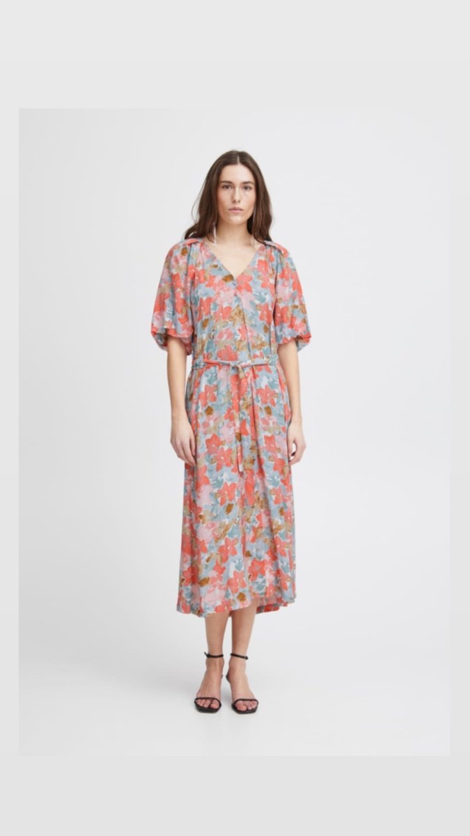 Ichi Kjole - Ihsanura Dress Multi Flower Aop "NYHED" - 34 - - Diversita -