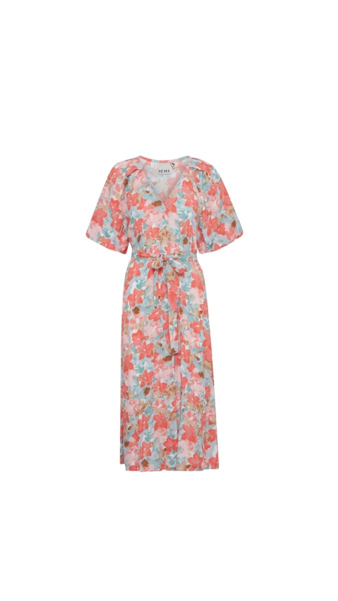 Ichi Kjole - Ihsanura Dress Multi Flower Aop "NYHED" - 34 - - Diversita -