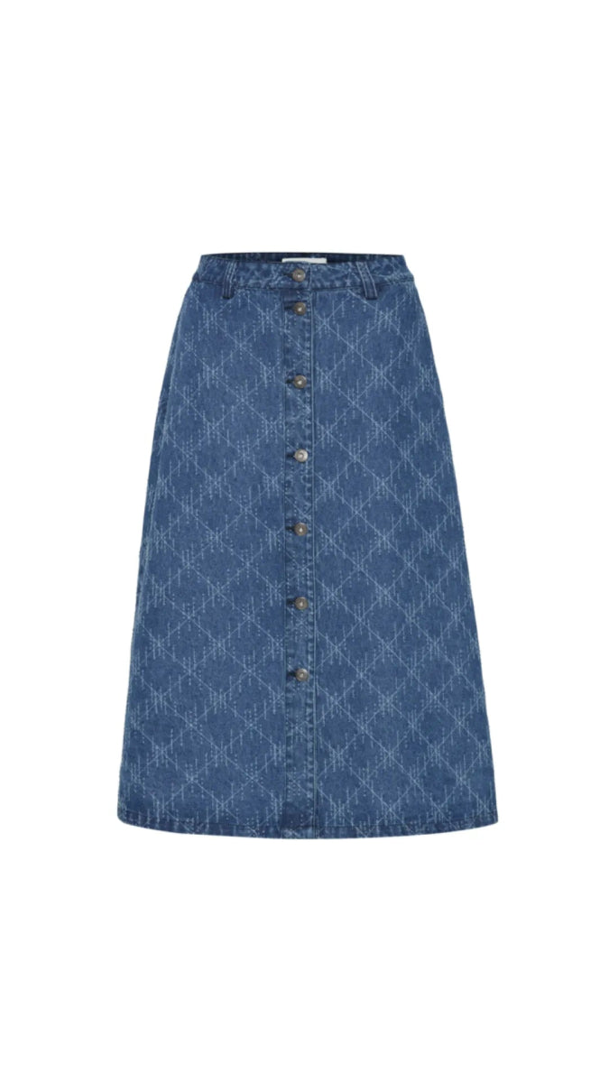 Ichi Nederdel - Ihaski Skirt Medium Blue - 34 - - Diversita -