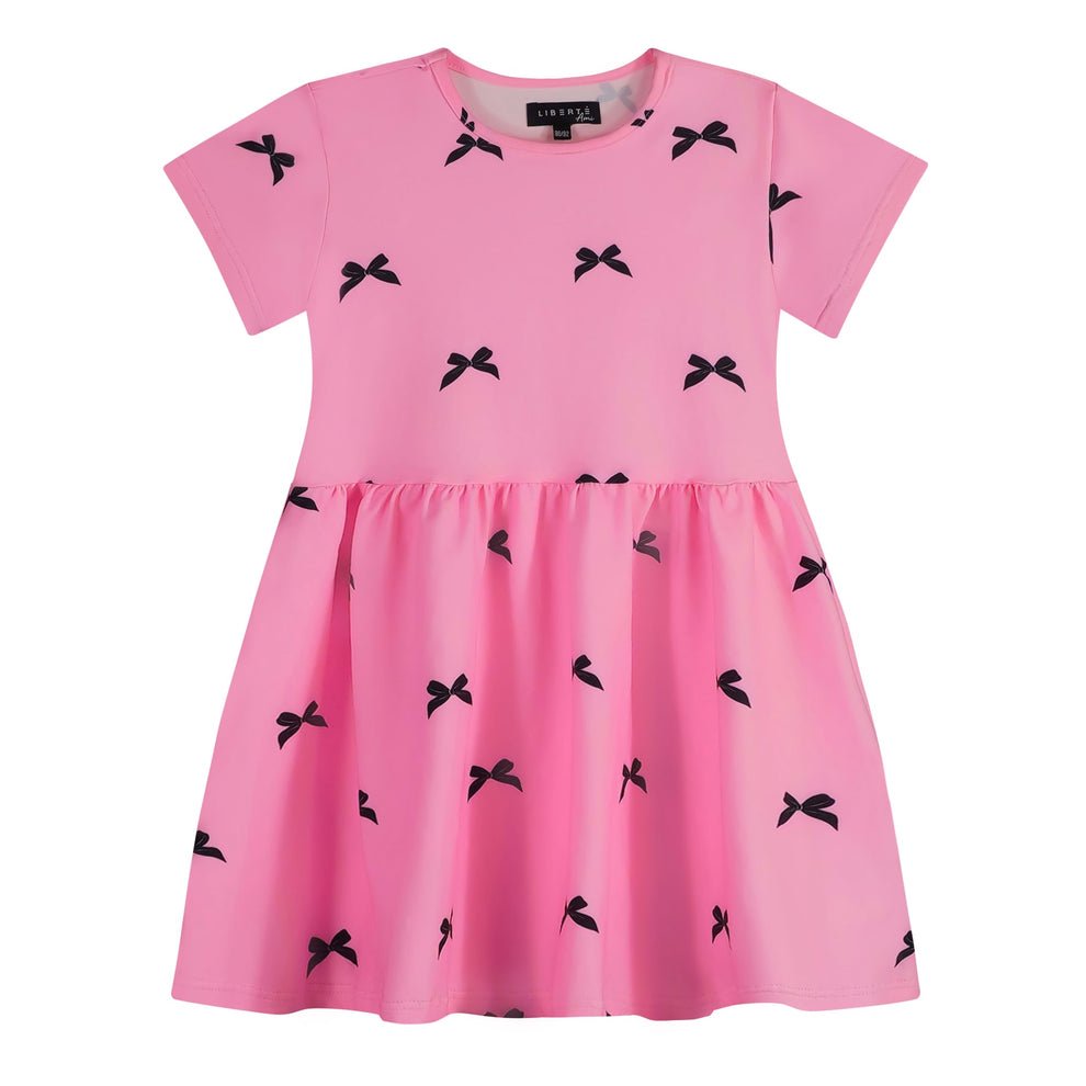 Liberte Ami Kjole - Alma Kids Babydoll Dress Pink Bow - 86/92 - Diversita - 