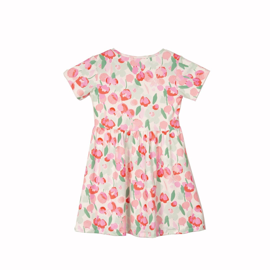 Liberte Ami Kjole - Alma Ss Babydoll Dress (Kids) Mint Pink Flower &quot;NYHED&quot; - 86/92 - Diversita - 