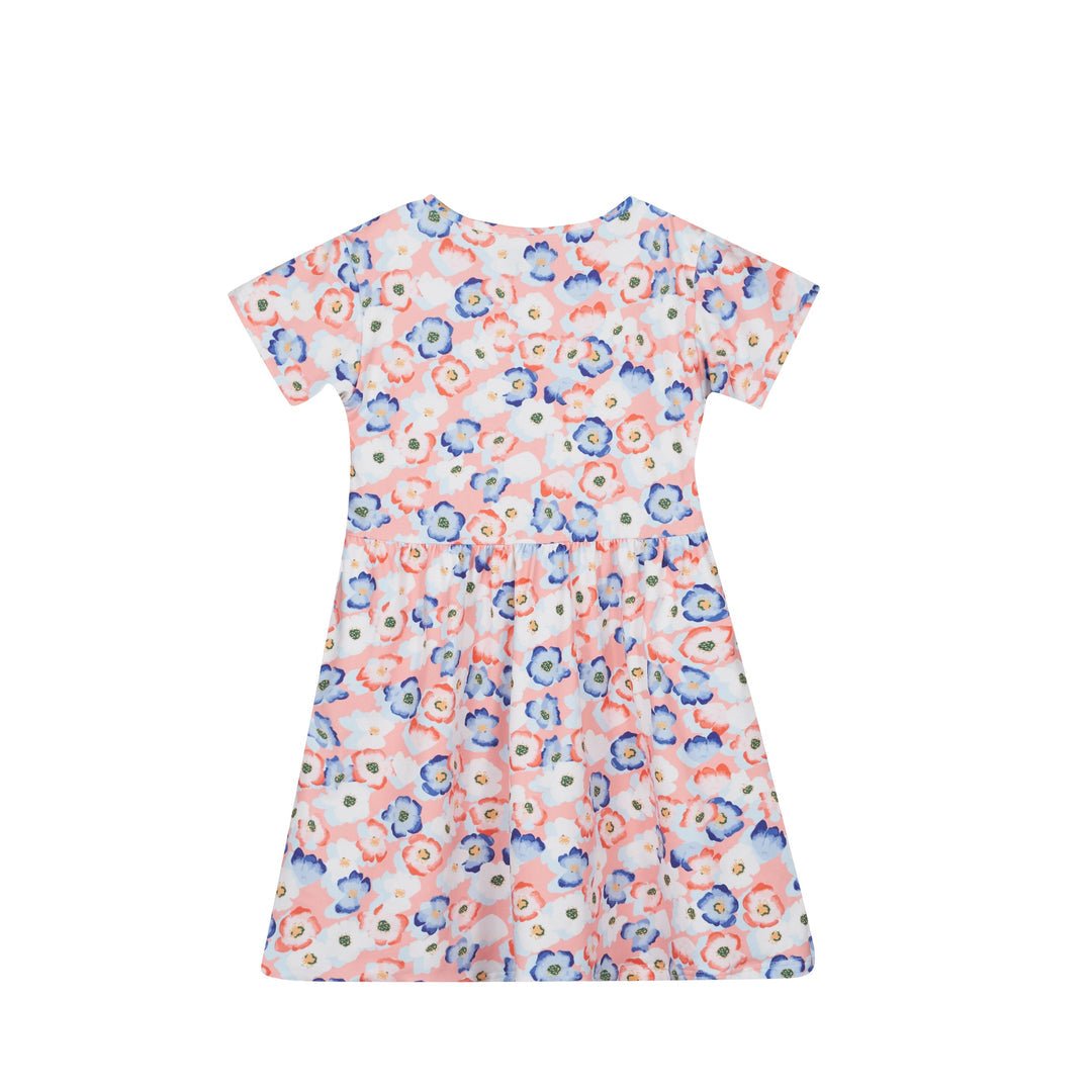 Liberte Ami Kjole - Alma Ss Babydoll Dress (Kids) Peachy Blue Flower &quot;NYHED&quot; - 86/92 - Diversita - 