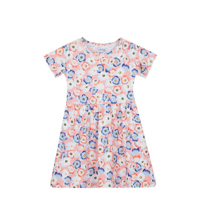 Liberte Ami Kjole - Alma Ss Babydoll Dress (Kids) Peachy Blue Flower &quot;NYHED&quot; - 86/92 - Diversita - 