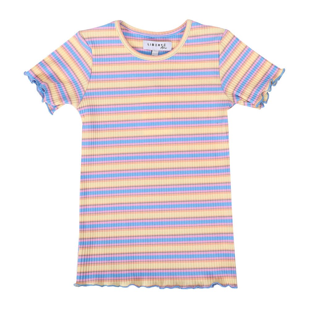 Liberte Essentiel Bluse - Natalia Ss Blouse (Kids) Yellow Rose Blue Stripe &quot;PREORDER APRIL&quot; - 86/92 - - Diversita -