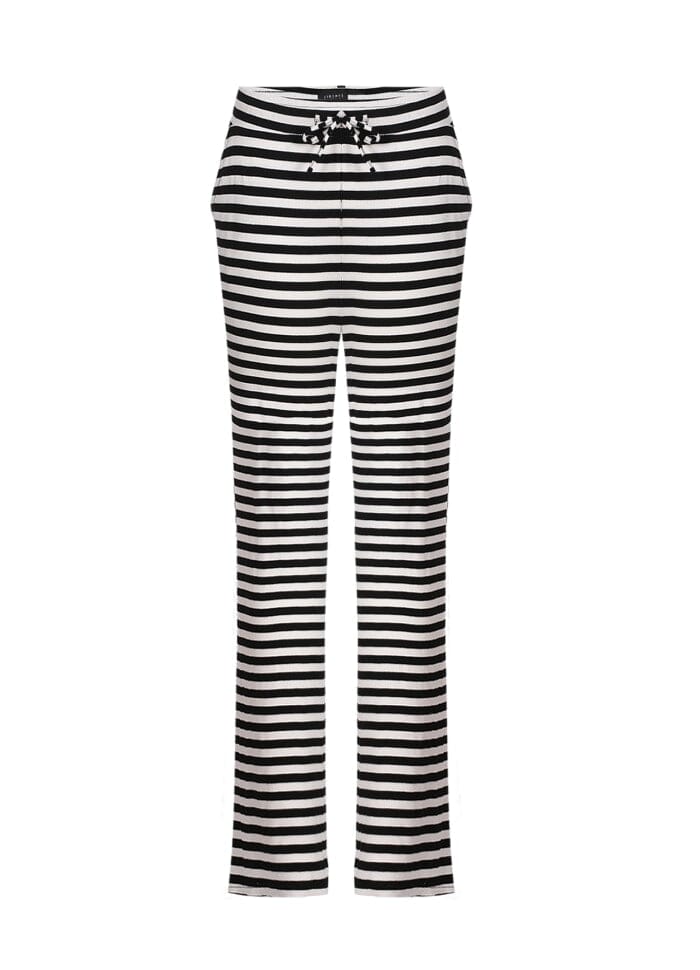 Liberte Essentiel Bukser - Natalia Straight Pants Black Creme Stripe - XS - Diversita - 