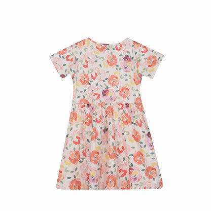 Liberte Essentiel Kjole - Alma Babydoll Dress (Kids) Creamy Peach Flower &quot;NYHED&quot; - 86/92 - - Diversita -