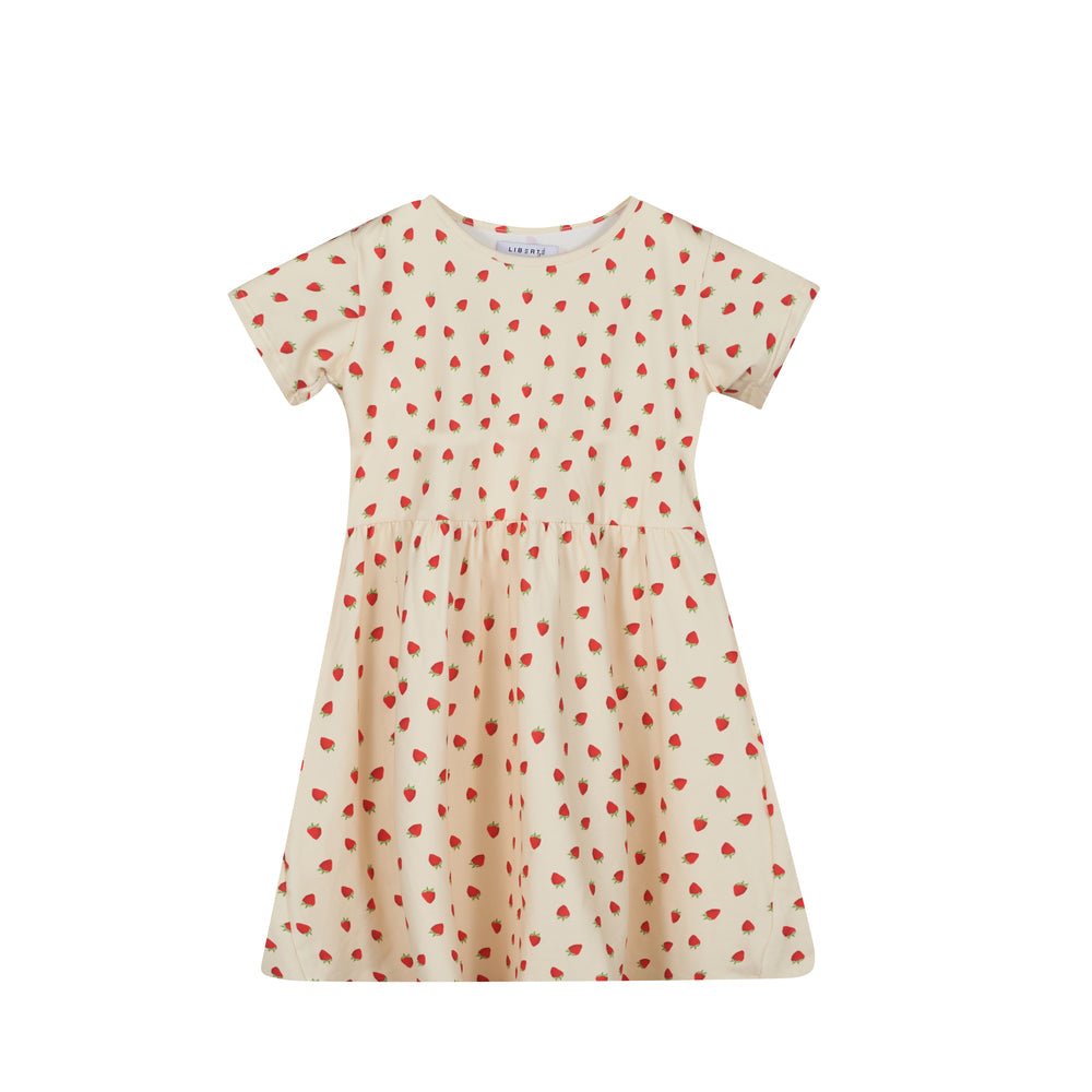 Liberte Essentiel Kjole - Alma Ss Babydoll Dress (Kids) Creamy Strawberry "NYHED" - 86/92 - - Diversita -