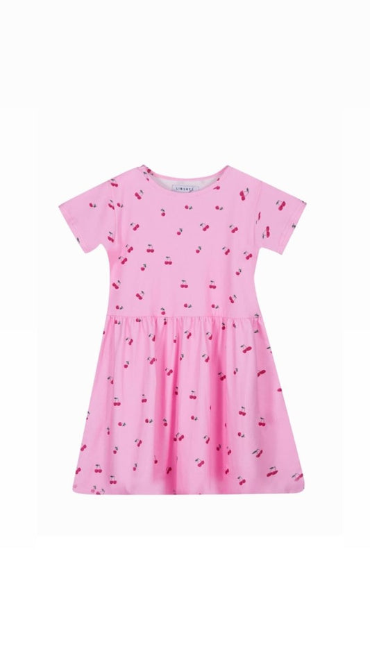 Liberte Essentiel Kjole - Alma Ss Babydoll Dress (Kids) Pink Cherry "PREORDER SLUT MAJ" - 86/92 - - Diversita -