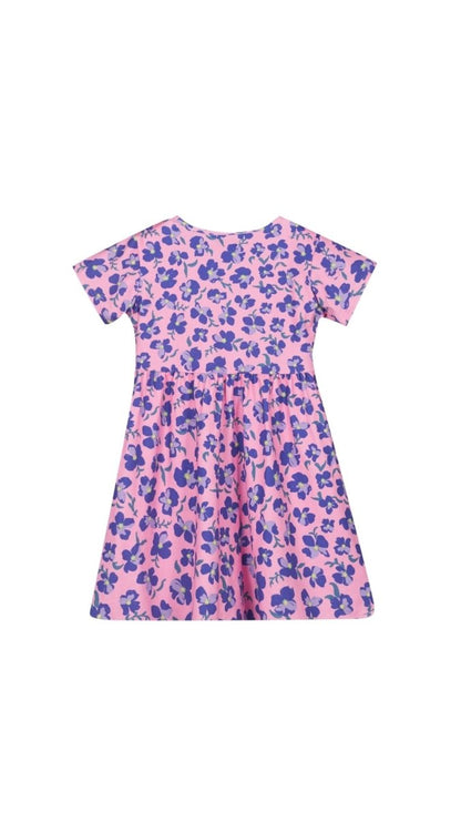 Liberte Essentiel Kjole - Alma Ss Babydoll Dress (Kids) Pink Purple Flower &quot;PREORDER SLUT MAJ&quot; - 86/92 - - Diversita -