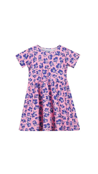 Liberte Essentiel Kjole - Alma Ss Babydoll Dress (Kids) Pink Purple Flower &quot;PREORDER SLUT MAJ&quot; - 86/92 - - Diversita -