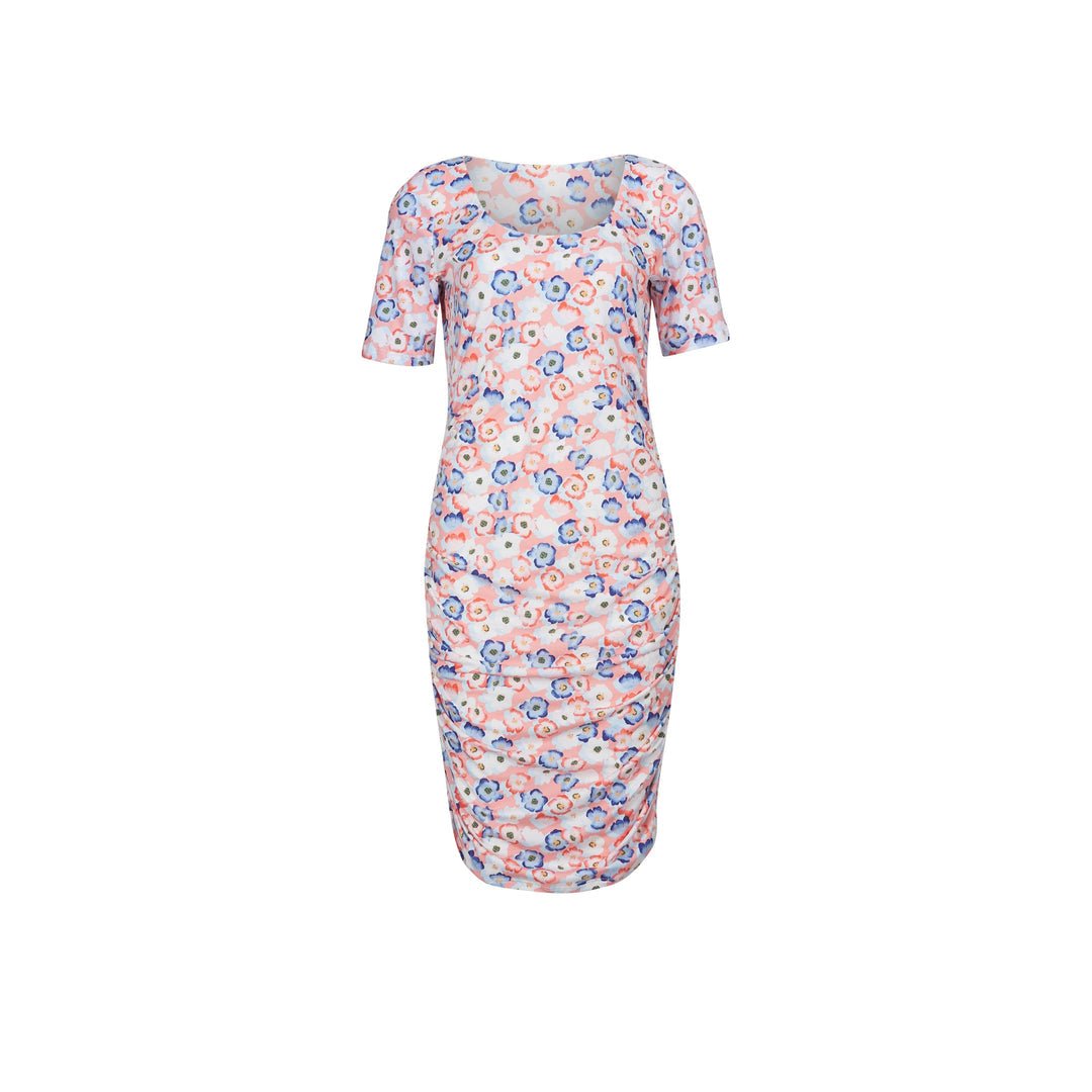 Liberte Essentiel Kjole - Alma Ss Turn Dress Peachy Blue Flower &quot;NYHED&quot; - XS/S - Diversita - 