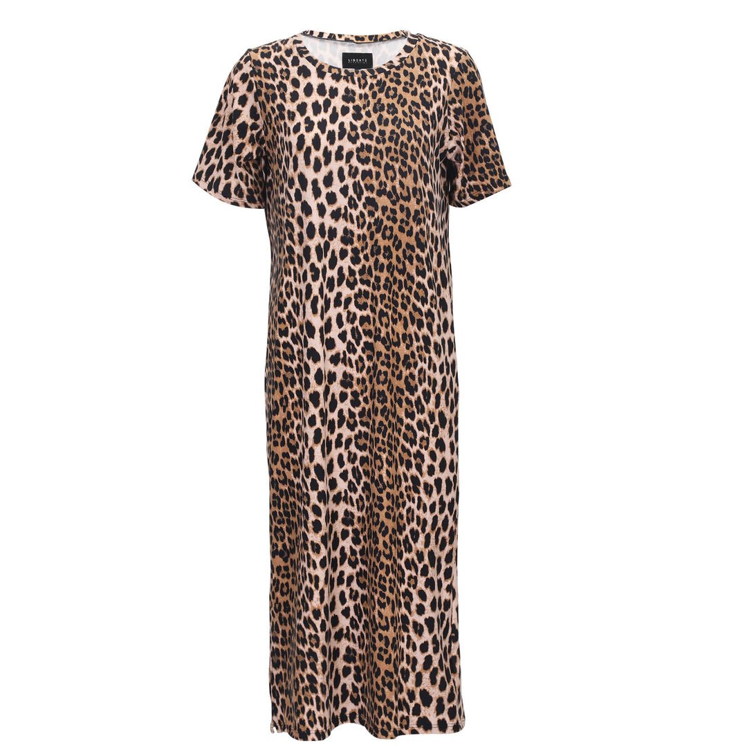 Liberte Essentiel Kjole - Alma Tshirt Dress Lux Leo &quot;PREORDER&quot; - XS/S - - Diversita -