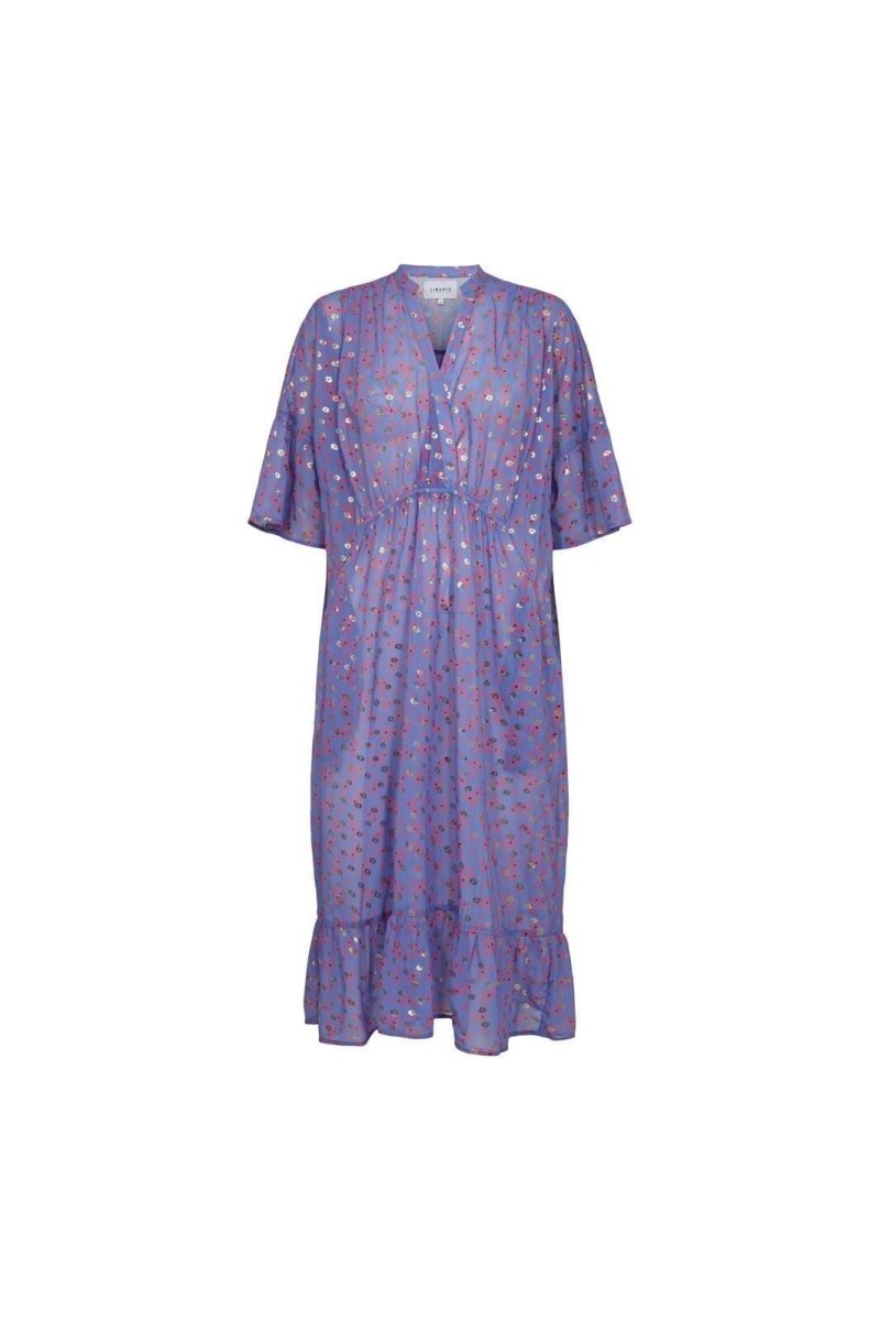 Liberte Essentiel Kjole - Karoline Dress Blue Pink Gold Flower - XS - Diversita - 