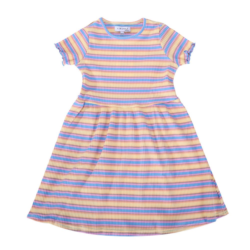 Liberte Essentiel Kjole - Natalia Ss Dress (Kids) Yellow Rose Blue Stripe &quot;NYHED&quot; - 86/92 - - Diversita -