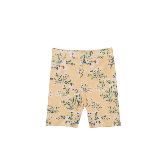 Liberte Essentiel Shorts - Alma Bicycle Shorts (Kids) Yellow Green Flower "NYHED" - 86/92 - - Diversita -