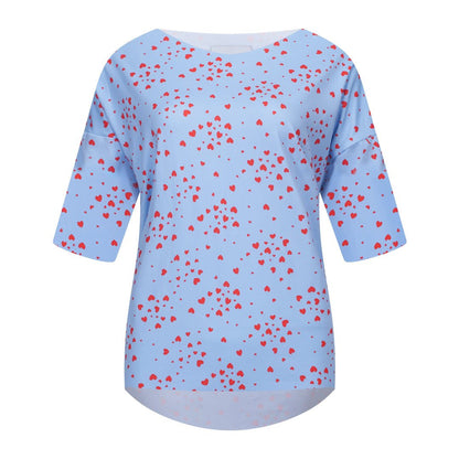 Liberte Essentiel T - shirt - Alma Tshirt Light Blue Pink Heart &quot;NYHED&quot; - XS/S - Diversita - 