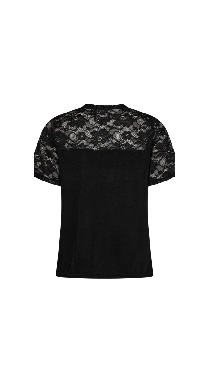 Liberte Essentiel T-shirt - Isa Ss Lace Sleeve Tshirt Black &quot;NYHED&quot; - XS - - Diversita -