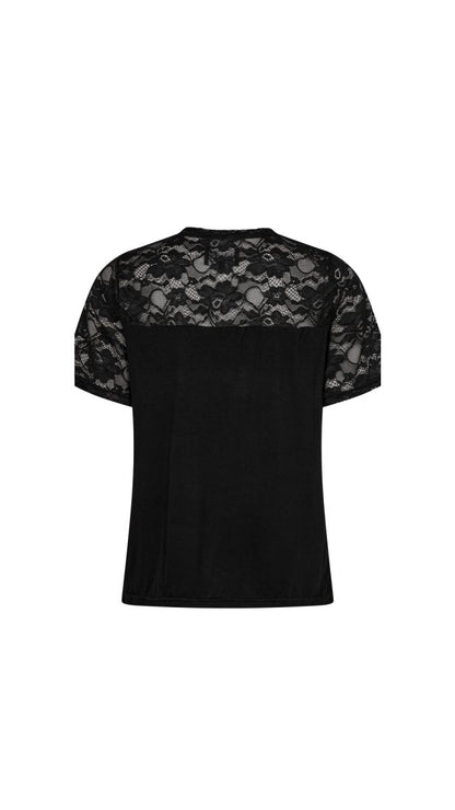 Liberte Essentiel T-shirt - Isa Ss Lace Sleeve Tshirt Black &quot;NYHED&quot; - XS - - Diversita -