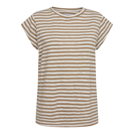 Liberte Essentiel T-shirt - Ulla Stripe Tshirt Light Brown White Stripe "NYHED" - XS - - Diversita -