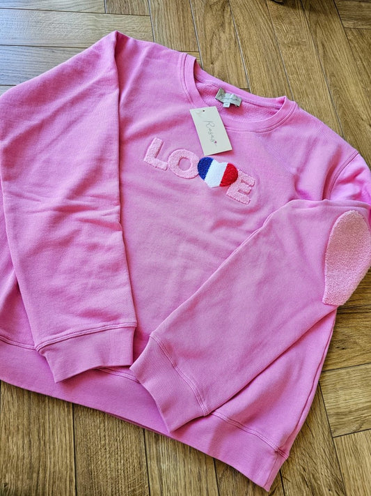 Lulu's Love Sweater - Sweat Shirt Love Bubblegum French "NYHED" - XS - - Diversita -