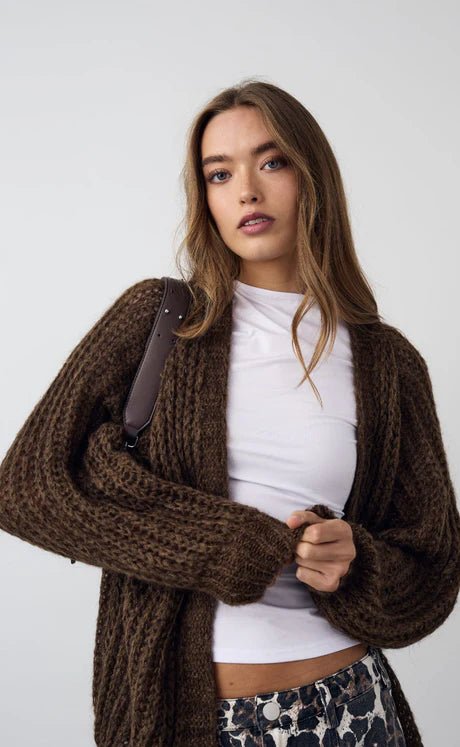 Noella Cardigan - Joseph Knit Cardigan Chocolate Melange - XS/S - Diversita - 5714694875138