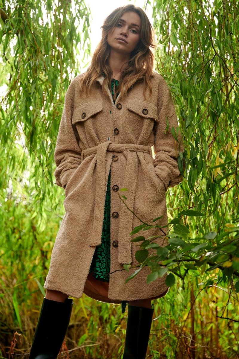 Noella Jakke - Emily Pile Coat - Camel - XS - Diversita - 5714694645755