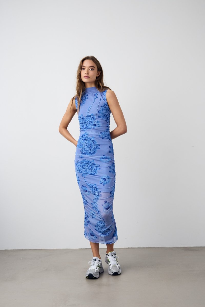 Noella Kjole - Sutton Dress Tobi Blue Print (på lager uge 33) - XS - Diversita - 