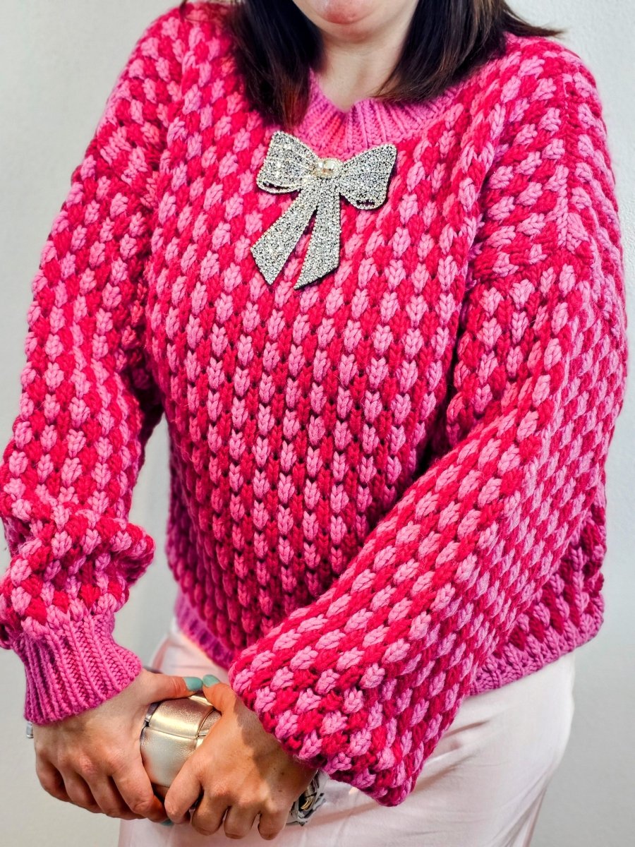 Noella Sweater - Gio Knit Jumper Pink Red Mix - XS/S - Diversita - 5714694850555