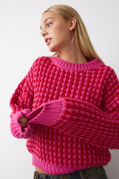 Noella Sweater - Gio Knit Jumper Pink Red Mix - XS/S - Diversita - 