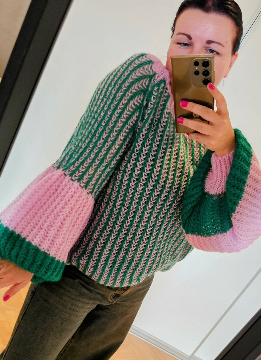 Noella Sweater - Liana Knit Sweater Green Bubblegum - XS/S - Diversita - 5714694850814