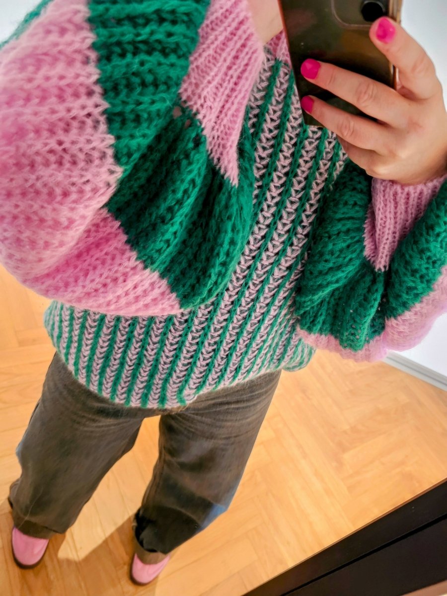 Noella Sweater - Liana Knit Sweater Green Bubblegum - XS/S - Diversita - 5714694850814