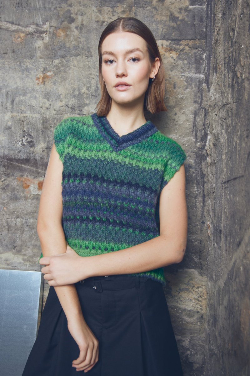 Noella Vest - Gio Knit Vest Green Mix - XS/S - Diversita - 