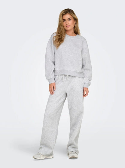 ONLY Bukser - Onlbest Mellemhøj Talje Wide Leg Fit Bukser Light Grey Melange - XS - Diversita - 