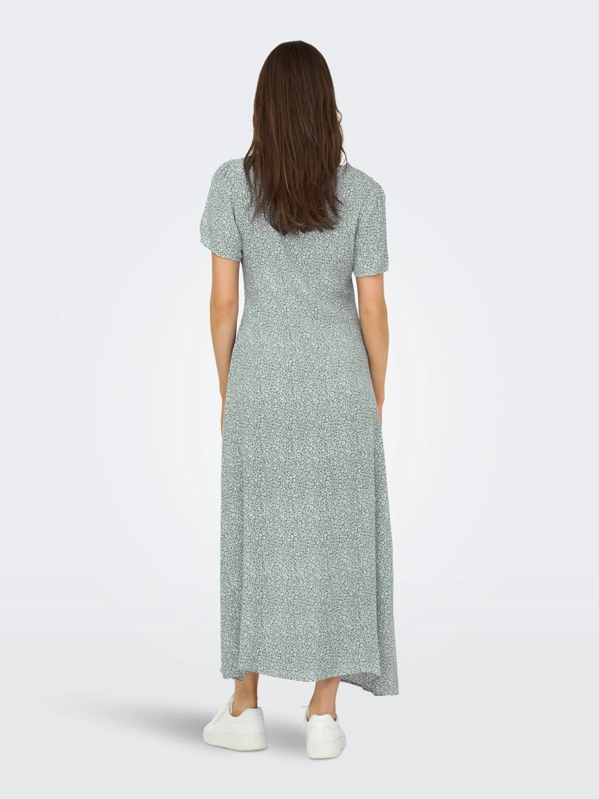 ONLY Kjole - Onlancona Ss V - Neck Dress Moch Wvn Grøn - XS - Diversita - 