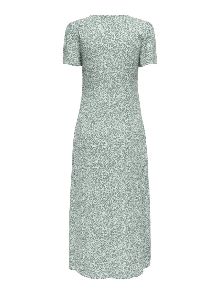 ONLY Kjole - Onlancona Ss V - Neck Dress Moch Wvn Grøn - XS - Diversita - 