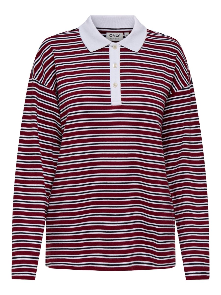 ONLY Sweatshirt - ONLLARA L/S STRIPE POLO UB CS SWT &quot;PREORDER - START DEC&quot; - XS - Diversita - 5715722576669